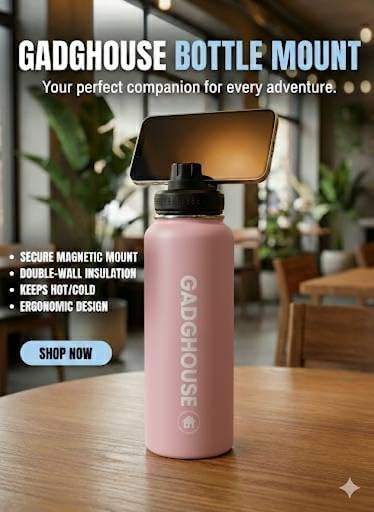 GadgHouse 40oz Stainless Steel Water Bottle with Magnetic Phone Holder – Leakproof, Insulated, BPA-Free, Keeps Hot 12H Cold 24H, for Gym, Office, Travel (BLUSH PINK) - Image 6