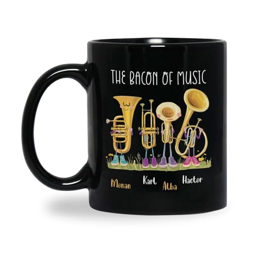 Personalized Brass Instrument Coffee Mug, Customized Name Trumpet Ceramic Cup, Instruments Wearing Shoes Design Mug, Custom Trumpet Black Cup 11oz 15oz, Gift For Trumpet Lovers