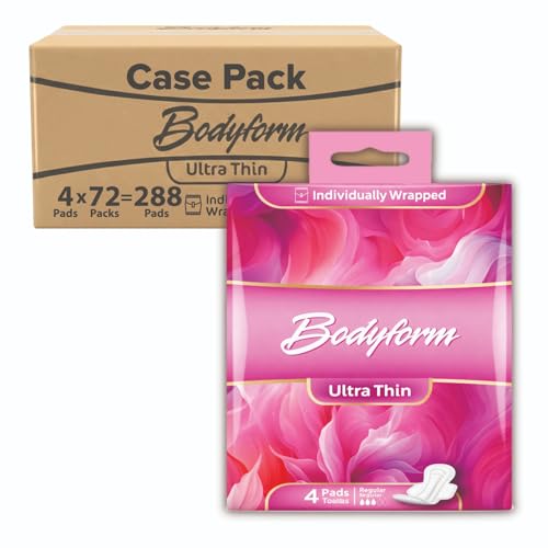 [288 Count] Ultra-Thin Pads with Wings 4 Count (Pack of 72) | Individually Wrapped Compact, Discreet Feminine Hygiene Pads for Travel, Emergency Kits, Giveaways, Convenience Use & Retail Sales