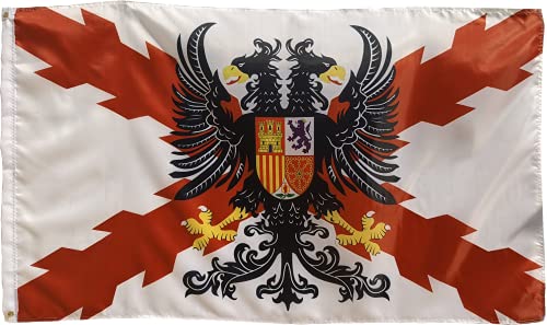 Bandera de los Tercios españoles con el águila bicefala con el aspa de borgoña o bandera de san andrés de fondo Cover
