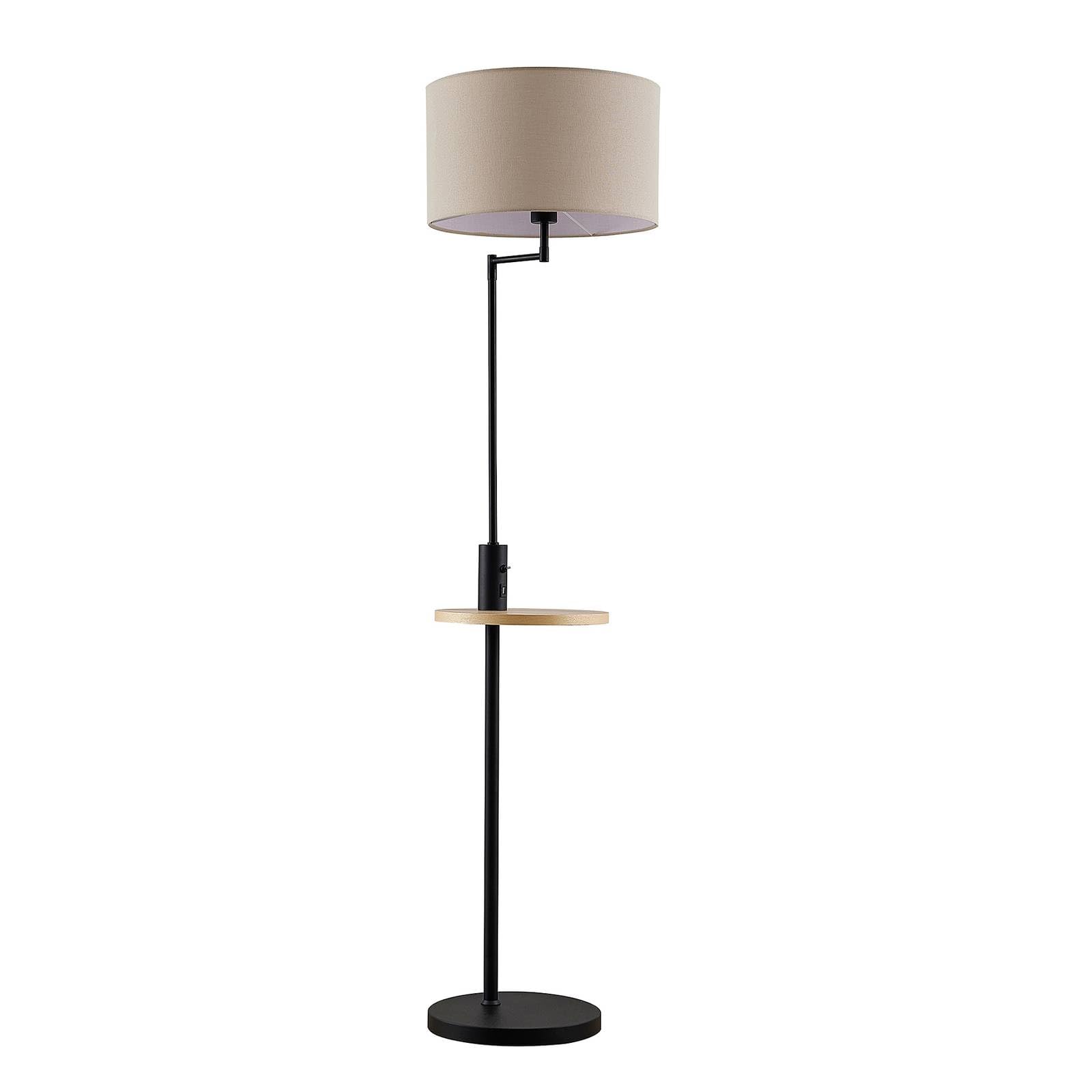 Lindby Floor Lamp Ziniawith USB Socket (Modern) in Black Made of Metal for e.g. Living Room & Dining (1 Light Source, E27) from Standard
