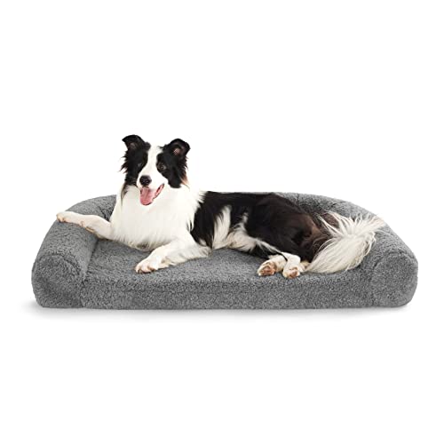 Lesure Memory Foam Dog Beds For Extra Large Dogs - Calming Dog Bed Orthopedic With Comfy Teddy Sherpa - Pet Bed Sofa With Certipur-Us® Certified Foam And Removable Washable Cover, Grey #TOP23