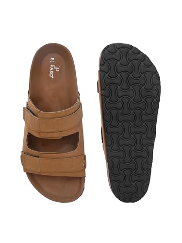 Image of EL PASO Men's Leather Cushioned Cork Sole Sandal Slippers (Size 6 to 12)