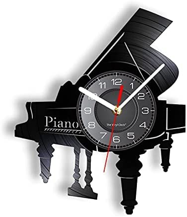 Wall clock kitchen Piano À Queue Disque Wall clock Clavier Instrument Salle De Musique Art Musicien Décor À La Maison Montre Pianiste Cadeau Musical Battery powered