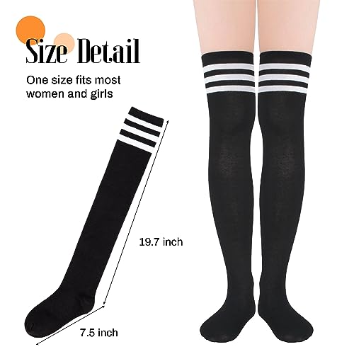 Image of Durio Thigh High Socks for Women striped Over Knee Socks Long Socks for Women Knee High Thigh Socks Halloween Cosplay Party