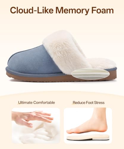 Image of Litfun Fuzzy Memory Foam Slippers for Women Indoor Outdoor House Shoes