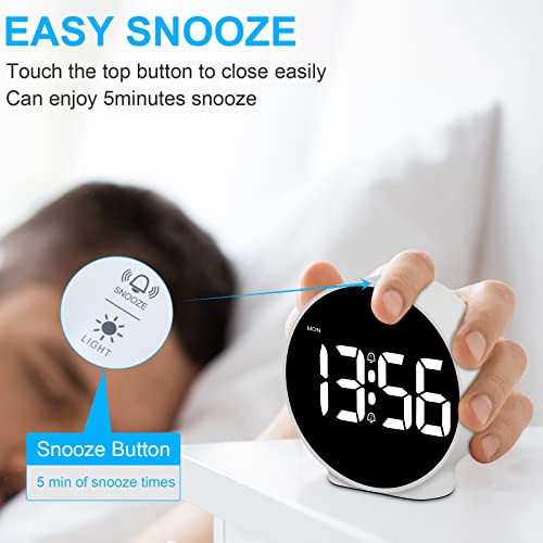 Deeyaple Small Digital Alarm Clock Led Desk Travel Electronic Clock Dual Alarm Snooze Dimmable Day Set 12/24H Week Display 4Inch White (No Battery＆Adapter) #TOP3