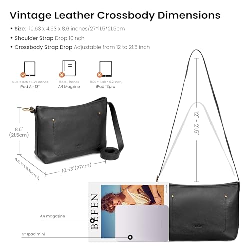 Image of befen Genuine Leather Purses for Women, RFID Medium Leather Crossbody Bags Shoulder Purse Handbags