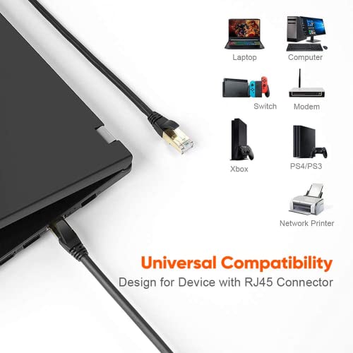 Image of CableCreation Cat 8 Ethernet Cable 5ft, Network LAN Patch Cord 40 Gigabit 2000MHz SFTP Internet RJ45 High speed Cable for Modem, Router, PS3, PS4, Xbox, Black (5ft)