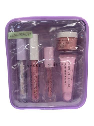 Smoke & Mirrors Clean Beauty Lip Care Set, Lip Plumper, Glass Glow Lip Gloss, Hydrating Lip Oil, Tinted Lip Balm, Lip Scrub