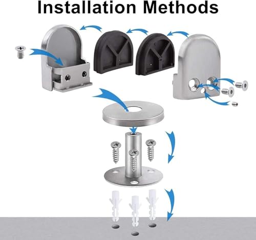 Abrazaderas de cristal ajustables en acero inoxidable para suelo y barandillas 4