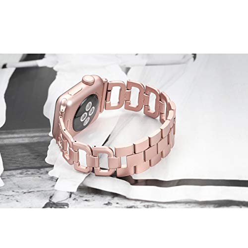 Secbolt Bling Bands Compatible With Apple Watch Band 38Mm 40Mm 41Mm Iwatch Se Series 8 7 6 5 4 3 2 1 Women Dressy Jewelry D-Link Stainless Steel Wristband Strap, Match Series 3&4&5&6&Se Gold Watch #TOP6