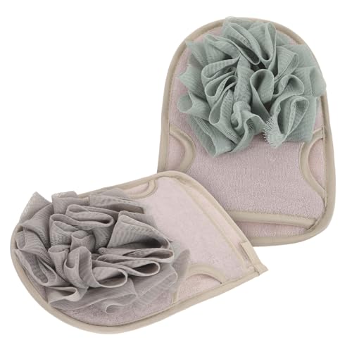 OFFIGAM 2pcs Convenient Shower Mitts Dual-Sided Body Scrubber for Exfoliation and Massage Durable Bath Gloves for All Skin Types Brown