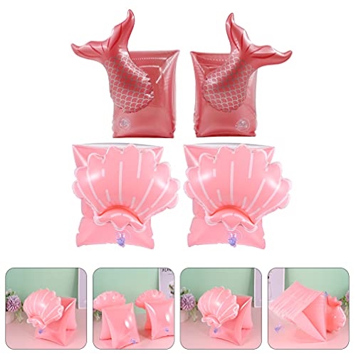 PRETYZOOM 2 pares de faixas infláveis de braço de natação, mangas flutuantes, anel de natação para c