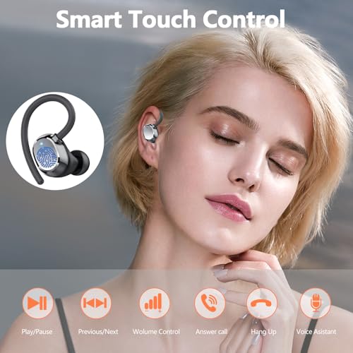 Auriculare Inalámbricos Deportivos, 2026 Nueva Auriculares Bluetooth 5.3 con HD Mic, 128H Cascos Inalambricos Bluetooth con Pantalla LED, IP7 Impermeable, Cancelacion Ruido ENC Auriculares Running