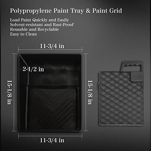 Eterna Paint Roller Set,19 Piece Painting Roller Kit, 4"+9" Roller Frame With Covers, Brushes, Putty Knife, Paint Stick, Paint Tray With Grid For Wall Decorating Home Improvement #TOP6