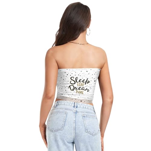 Blusa cropped feminina Sleep Less Dream More sexy com decote antiderrapante para uso casual, Sleep L