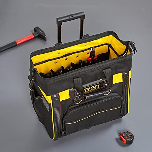 STANLEY FATMAX Open Mouth Rolling Rigid Tool Bag Trolley, Multi-Pockets Storage Organiser, FMST1-80148