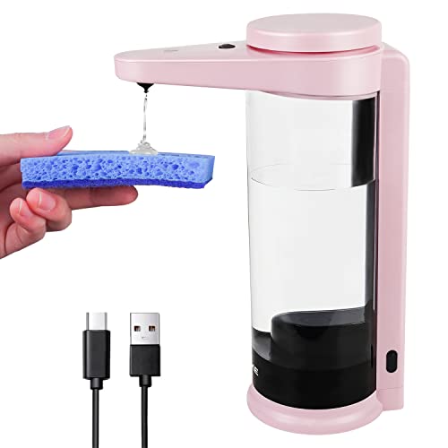 AIKE Rechargeable Automatic Soap Dispenser - 17oz. Sensor Pump for Kitchen Dish Soap Pink