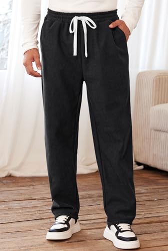 Men's Corduroy Sweatpants Casual Sherpa Lined Drawstring Warm Pant with Pockets (S-2XL)2