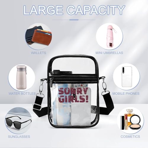 Sorry Girls I'm Gay Clear Crossbody Bag Stadium Bag Adjustable Side Shoulder Bags Messenger Bag with 2 Compartments3
