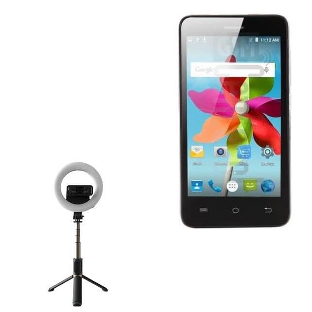 BoxWave Stand and Mount Compatible with iRulu U4 mini - RingLight SelfiePod, Selfie Stick Extendable Arm with Ring Light - Jet Black