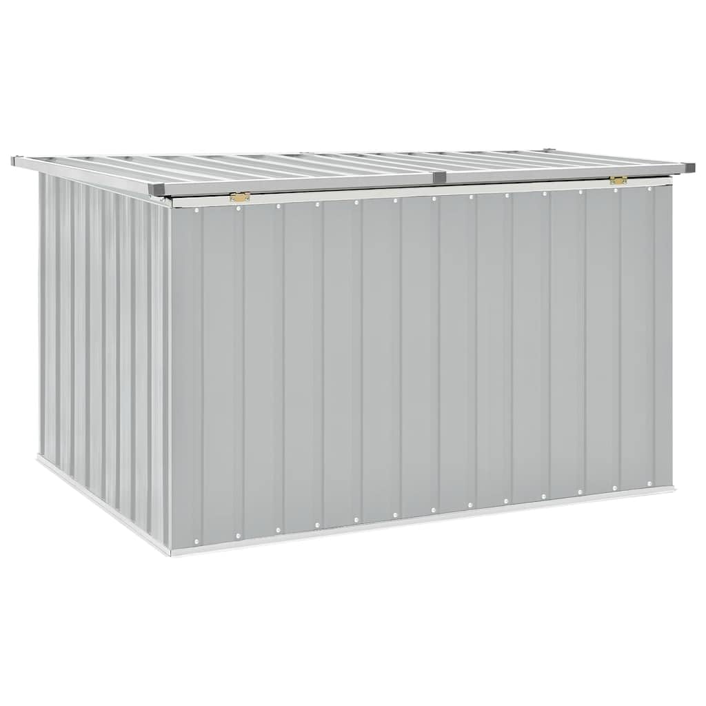 Cassapanca da giardino grigio in acciaio zincato, 149 x 99 x 93 cm, spaziosa scatola con 1,03 m³ di spazio di archiviazione, coperchio pieghevole, versatile box da esterno per giardino