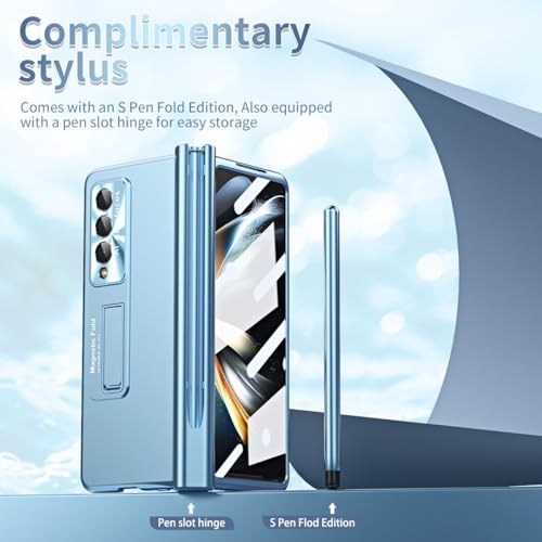 Étui rigide pour Galaxy Z Fold 6 doré avec protège-charnière et stylet