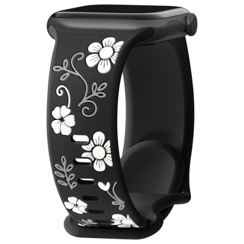 Bracelet floral Apple Watch en silicone gravé au laser pour femmes exigeantes
