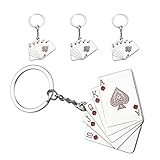 GAROZATION 4 Stück Pokerhand Schlüsselanhänger aus Metall Glücksbringer für Kartenspieler Bunter Schlüsselanhänger für Partygeschenke und Kartenspielabende