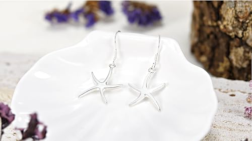 AeraVida Minimalist Nautical Starfish 925 Sterling Silver Dangle Earrings3