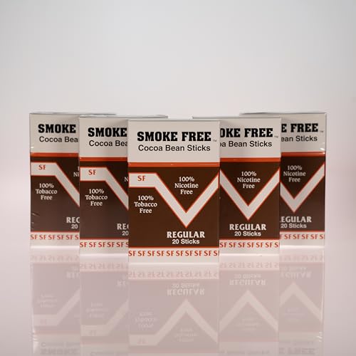 Smoke Free Herbal Cocoa Bean Cigarettes -5 Packs Regular 100% Tobacco Free & Nicotine Free - Non Addictive - Tobacco Substitute - Premium Regular Flavor (100 Sticks)
