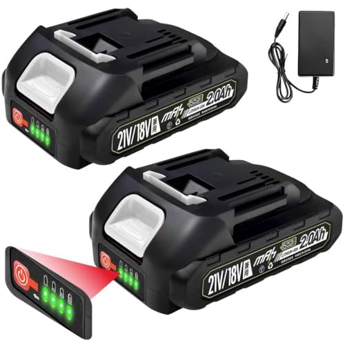 UPF マキタ 互換 バッテリー 18V/21V 2000mAh 二個セット 長時間作業可能 充電式 リチウムイオン電池 LED電池残量表示 互換 マキタ 18V バッテリー 21V マキタ電動工具用 多数保護機能搭載 小型 軽量 充電器付き PSE認証済み