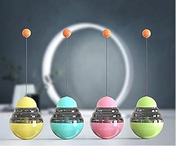 Pets Empire Cat Toys Interactive Food Dispenser, Cat Feeder IQ Treat Ball - Adjustable Cat Puzzle Feeder, Funny Pet Leaking Food Training Ball, Tumbler Toy Relieve Anxiety Reduce Boredom (Blue)