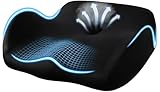 X-Large Seat Cushions, Ergonomic Office Chair Cushion Premium Memory Foam Long Sitting Support With Centre Hole, Comfort Desk Chair Cushion for Office, Car, Home, Wheelchair & Gaming, Non-Slip, Black