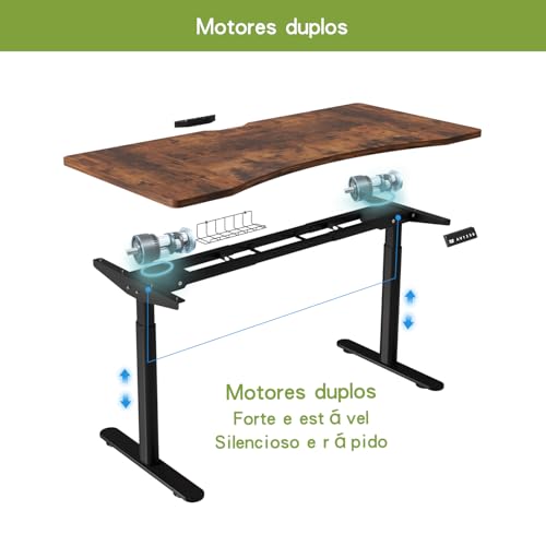Mesa com regulagem de altura com motor duplo mesa escritorio e 3 botões de memória Mesa Escrivaninha