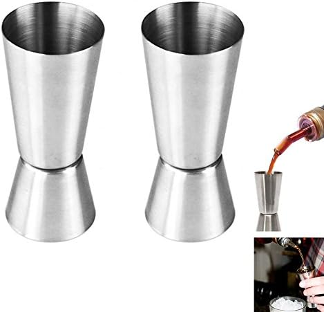 2 Pc Stainless Steel Jigger Set Double Cocktail Measure Mixing Drinks Bar Shots