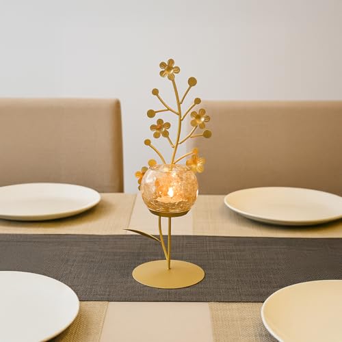 Image of MARKET 99 Metal+Glass Single Votive T Light Holder | Elegant Home Decor for Diwali, Christmas, Birthday, and Wedding | Decorative Candle Holder for Ideal for Festive & Ambient Lighting | Golden