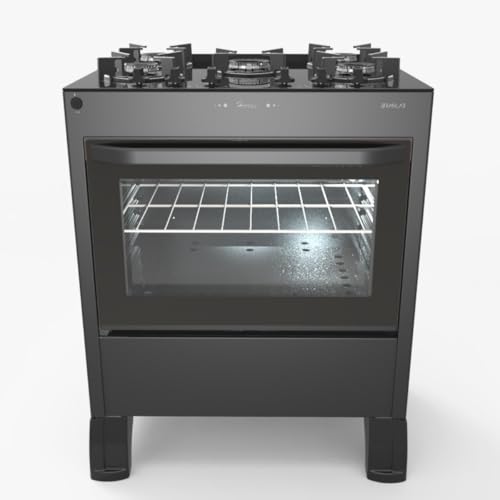 Fogão Braslar 5 Bocas Horus Top Control Titanium Mesa de Vidro Forno Easy Clean