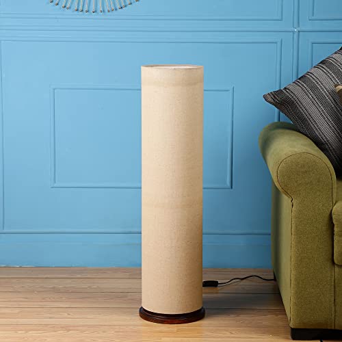 Image of Cylinder Shape Wooden Base, Corner Decorative Floor lamp, Bedroom, Living Room, Home Decor, Pack of 1 (Beige)