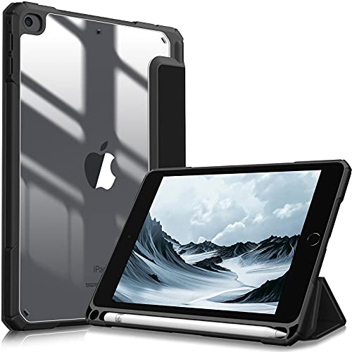 Fintie Hybrid Slim Case for iPad Mini 5th Generation 2019 / iPad Mini 4 (7.9 Inch) - [Built-in Pencil Holder] Shockproof Cover with Clear Transparent Back Shell, Black
