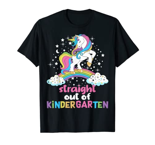 Straight Out Of Kindergarten Hello 1st Grad Unicorn Camiseta