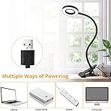 Woputne Desk Lamp Clip Light, 10 Dimmable Brightness 3 Light Modes Reading Light, Clamp Bedside Lamp for Painting, Craft, Study (Black) - Image 5