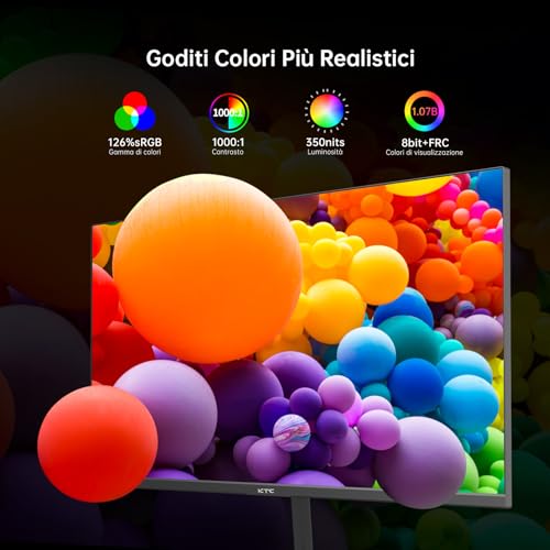 Monitor Gaming 24 Pollici, 180Hz, 2K QHD 2560 x 1440p, FAST IPS Verticale Schermo PC, 1ms, HDR10 126% sRGB, 144Hz FreeSync & G-sync Computer Monitor, Eye Care, VESA, DP, HDMI, Q24T09 - Monitor - Immagine 4