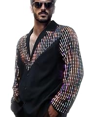 V-shaped Multicolored Sequins-black Long Sleeve