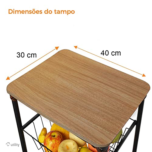 Fruteira Cali de Chão Cozinha 3 Cestos Removíveis Itaúba