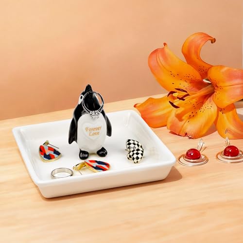 Image of PUDDING CABIN Penguin Gifts for Women, Ring Holder Jewelry Tray, Penguin Figurine Forever Lover Anniversary Wedding Birthday Mothers Day Gifts for Girlfriend Wife Fiancee Daughter Mom