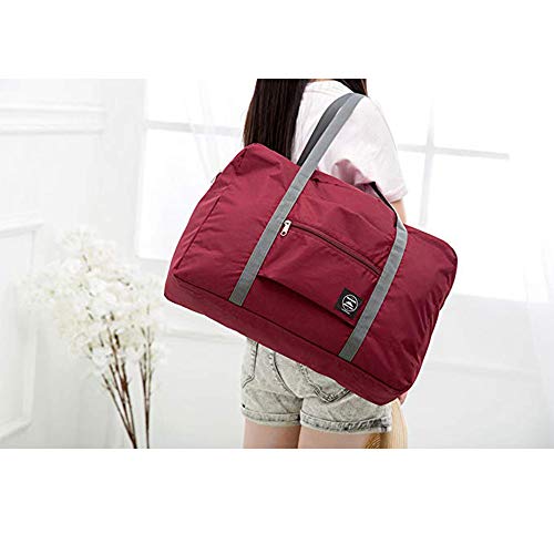 2 Pack Foldable Travel Duffel Bag, Lightweight Carry On Luggage Bag for Women and Men, Waterproof Multipurpose Sport Duffle for Sports, Gym, Vacation (wine red)