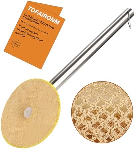 Kitchen Scrub Brush with Handle, Non-Scratch Cleaning Brush for Wok, Cast Iron, Pans, Oven Racks, Air Fryer, Mason Jars, Food Porcessors - Long Handle Model