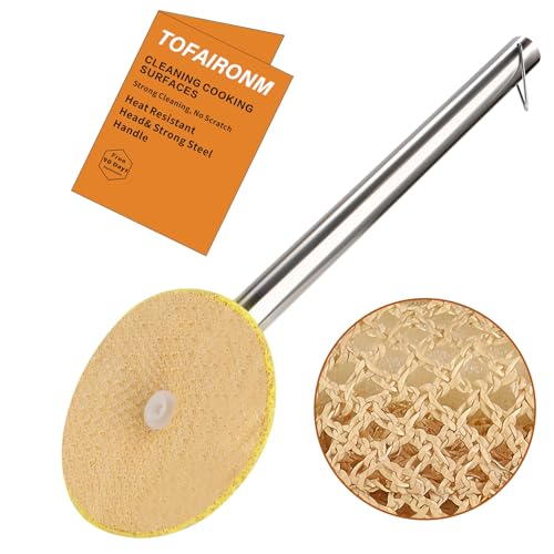 Kitchen Scrub Brush with Handle, Non-Scratch Extra Strong Cleaning Brush for Wok, Cast Iron, Pans, Oven Racks, Air Fryer - Strong Model